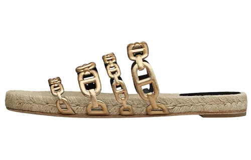 HERMES Ancone Quiet Slide Slippers Women's Gold