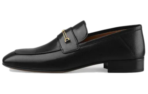 GUCCI Horsebit Leather Casual Shoes Men's Black