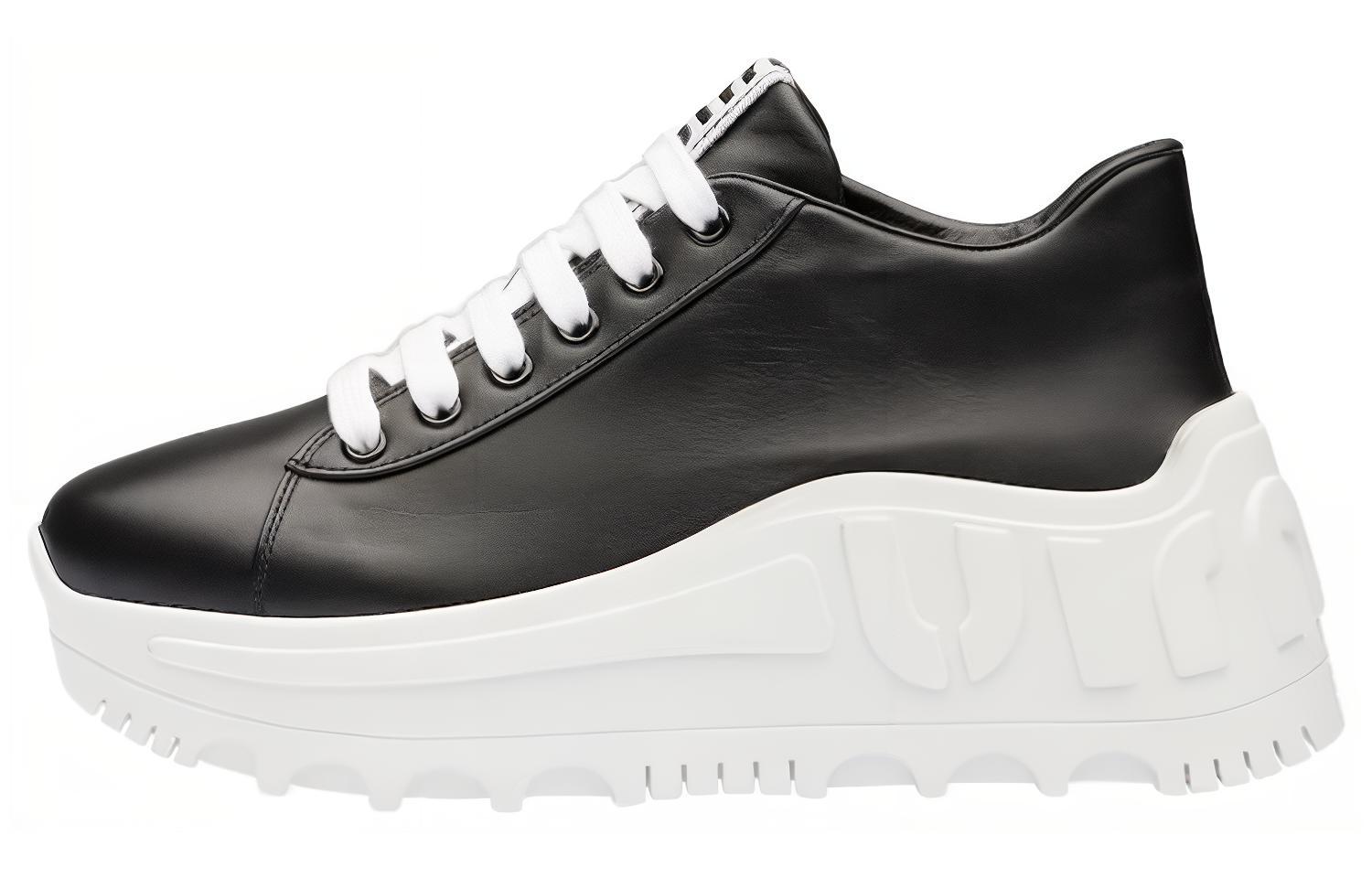 MIU MIU Leather Low top Casual Shoes Women's Black