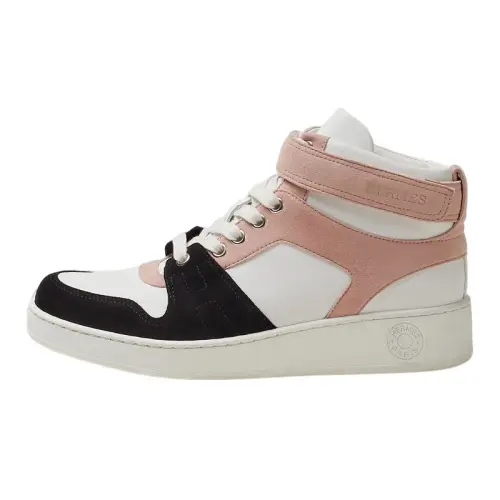 HERMES Freestyle Leather High top Skateboard Shoes Women's Pink White Black