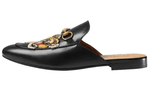 GUCCI Princetown Closed Toe Slippers Flat Men's Black