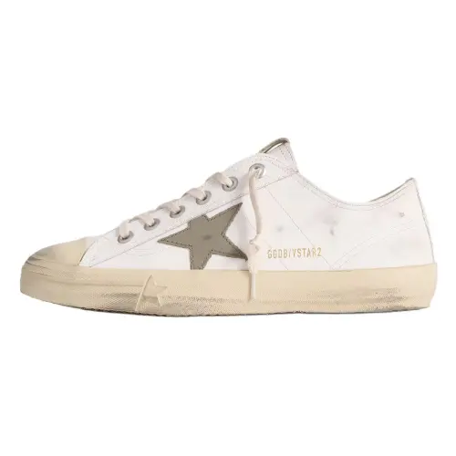 Golden Goose V Star 2 Leather Low top Skateboard Shoes Men's Beige