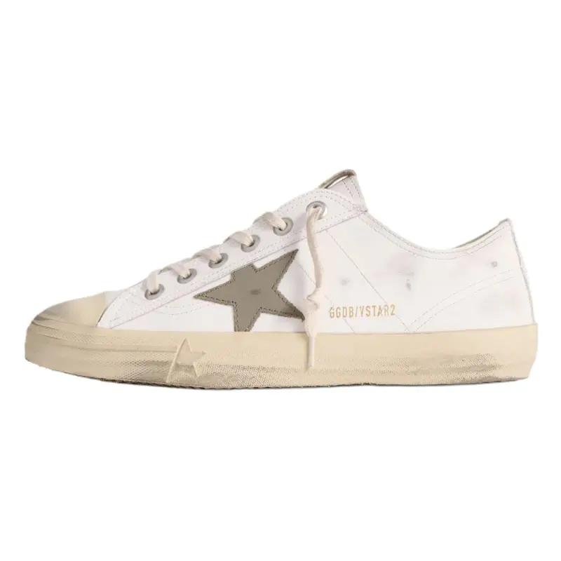 Golden Goose V Star 2 Leather Low top Skateboard Shoes Men's Beige
