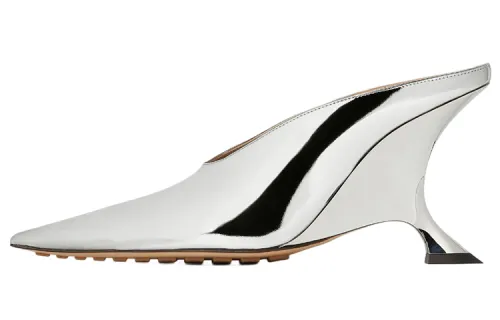 Bottega Veneta Rocket Pointed Toe Closed Toe Slippers Women's Silver