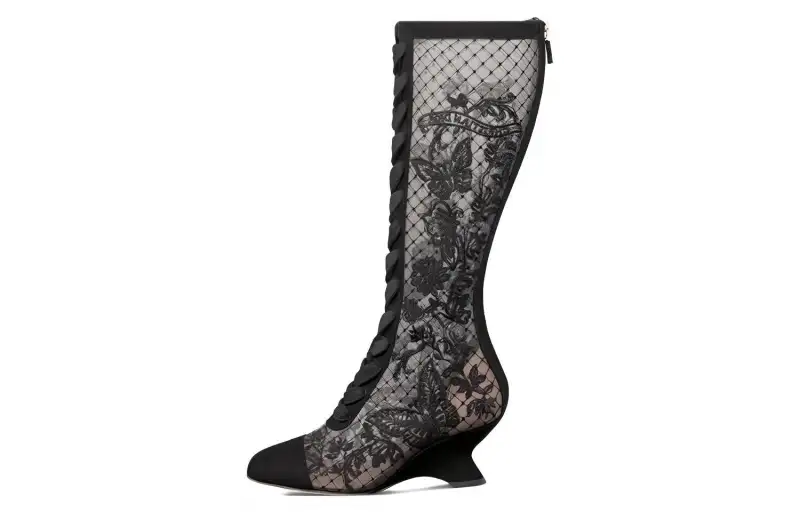 DIOR Mesh Knee high Boots 6.5cm Women's Black