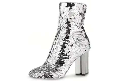 LOUIS VUITTON Silhouette Fashion Trend Ankle Boots Women's Silver