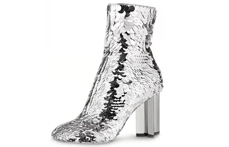 LOUIS VUITTON Silhouette Fashion Trend Ankle Boots Women's Silver