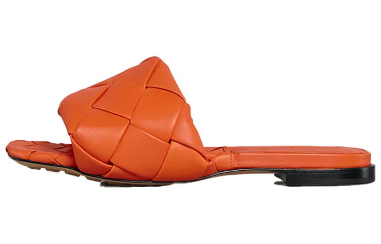 Bottega Veneta Lido Flat Slide Slippers Women's Orange Red