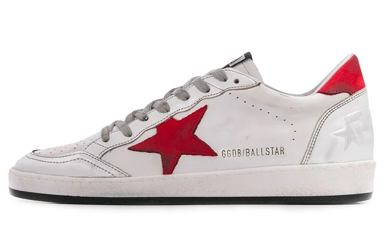 Golden Goose Ball Star Skateboard Shoes Men's Low Top Red/White