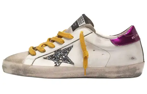 Golden Goose Super Star Cow Leather Stylish Skateboarding Shoes Women's White Distressed