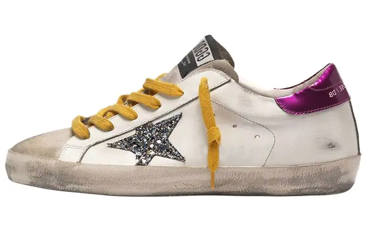 Golden Goose Super Star Cow Leather Stylish Skateboarding Shoes Women's White Distressed
