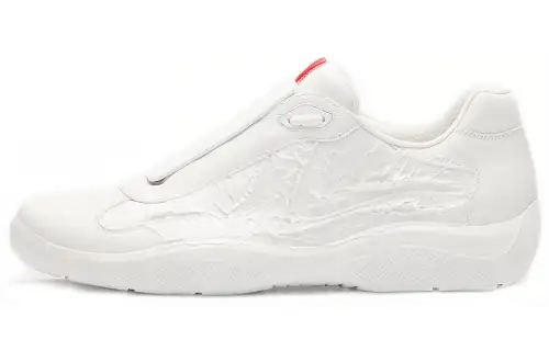 Cass x PRADA Att4ck Leather Abrasion Resistant Low top Athletic Shoes Unisex Signal White