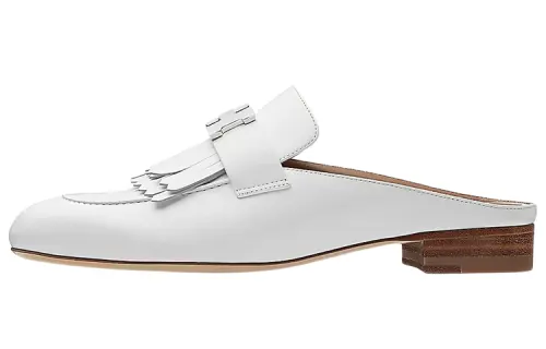 HERMES Quiet Closed Toe Slippers Women's White