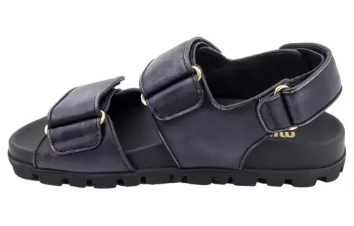 MIU MIU Leather Beach Sandals Women's Black