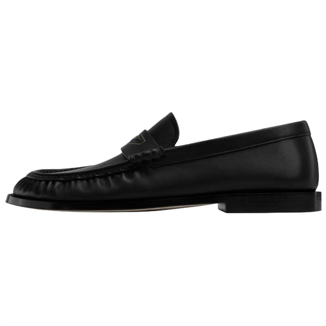 LOUIS VUITTON Jazz Cow Leather Loafers Men's Black