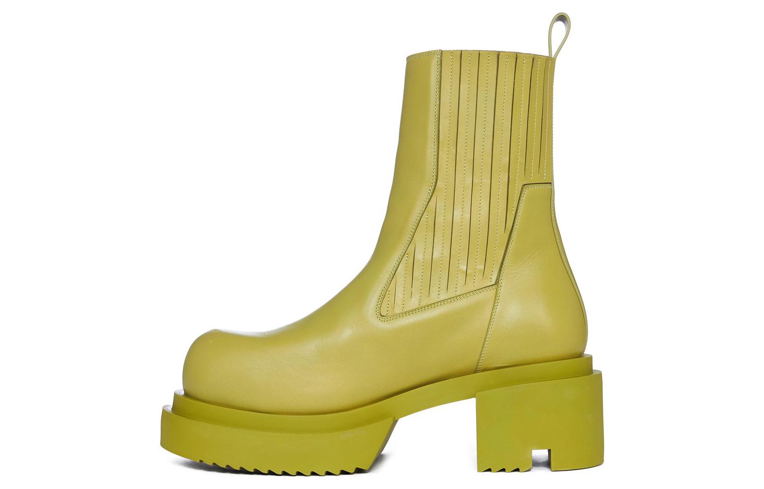RICK OWENS/RO Cow Leather Ankle Boots Men's Acid Yellow