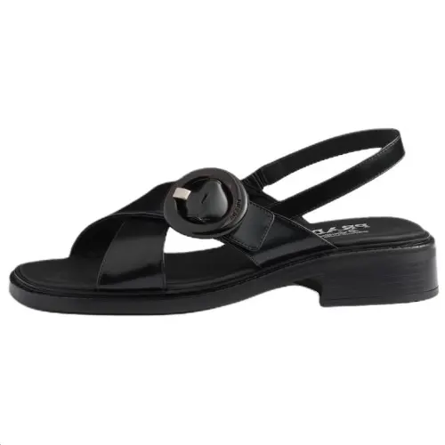 PRADA Leather One Strap Sandals Women's Black