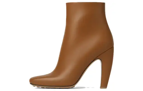 Bottega Veneta Canalazzo Leather Ankle Boots 10cm Women's Umber