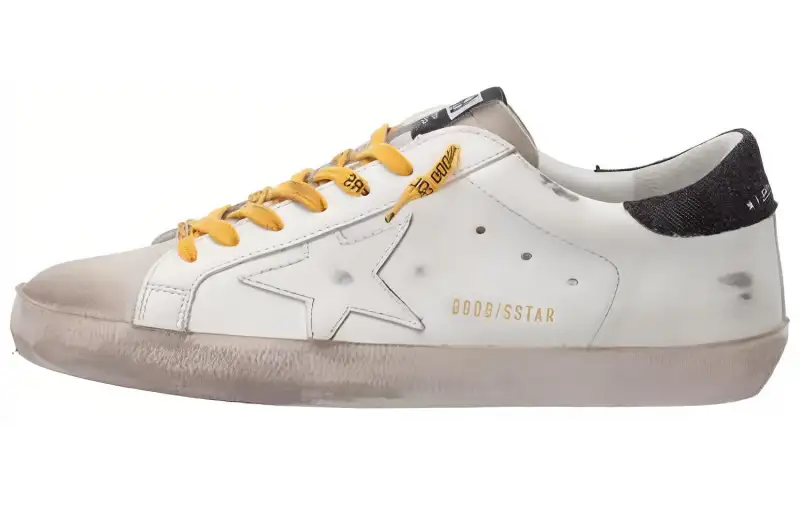 Golden Goose Super Star Low top Stylish Skateboarding Shoes Men's White Black Yellow Distressed