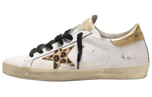 Golden Goose Super Star Cow Leather Casual Shoes Women's White Gold Tail Distressed
