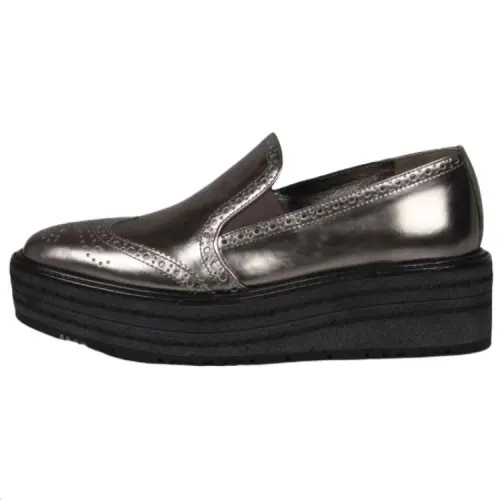 PRADA Leather Wedge Heel High Heels 4cm Women's Gold