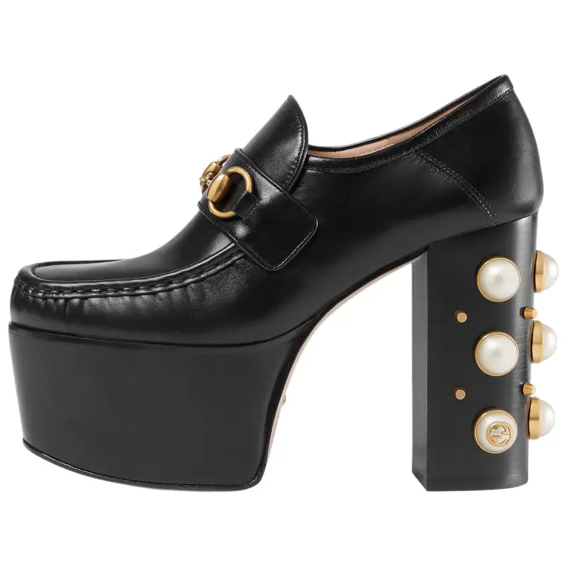 GUCCI Leather Loafers 12.5cm Women's Black