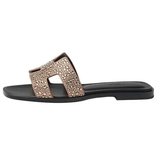 HERMES Oran Slide Slippers Women's Black
