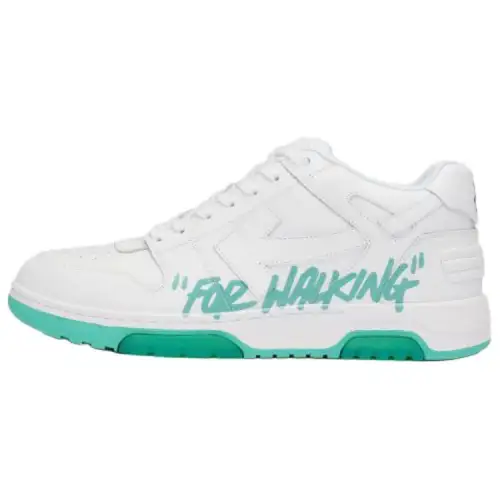OFF WHITE Out Of Office Ooo 'For Walking' Low Tops White Green