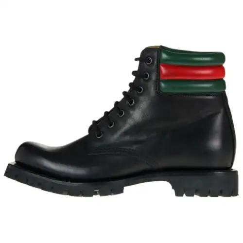 Gucci Lace Up Leather Boot 'Black'