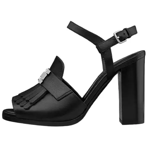 HERMES Alesia One Strap Sandals 9cm Women's Black