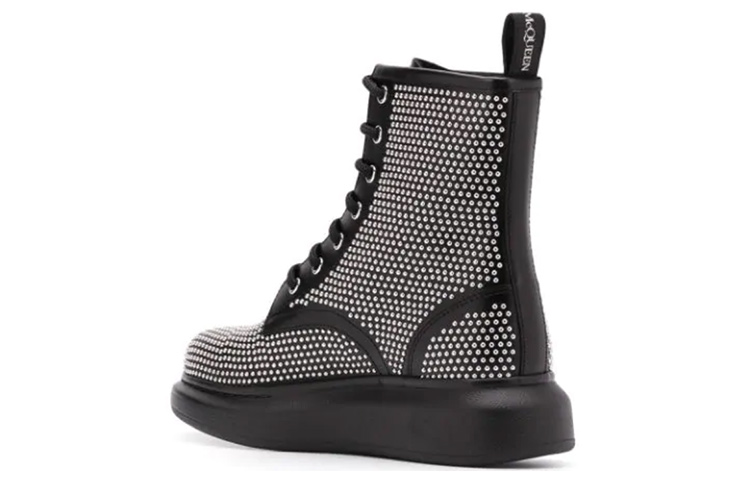 Alexander McQueen Cow Split Leather Ankle Boots Women's Black