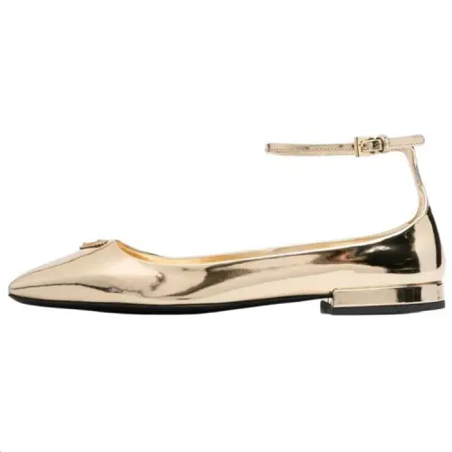 PRADA Leather Casual Shoes Women's Gold