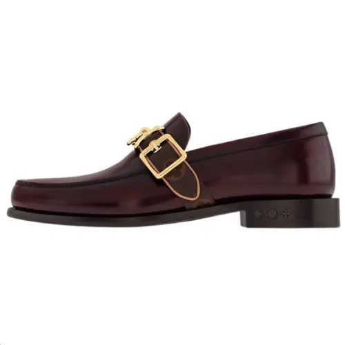 LOUIS VUITTON Cow Leather Loafers Men's Brown