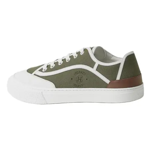 HERMES Get Low top Canvas Shoes Men's Green
