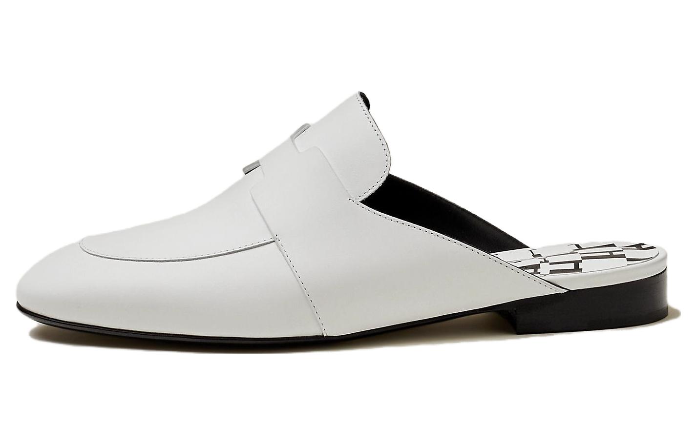 HERMES Closed Toe Slippers Women's White