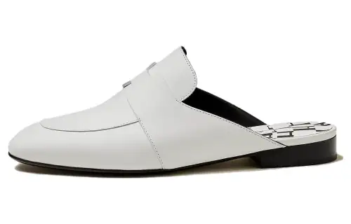HERMES Closed Toe Slippers Women's White
