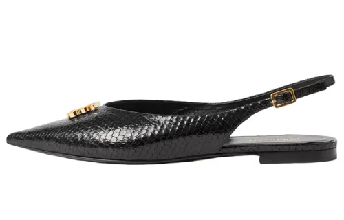 Burberry Leather Ballet Flat Shoes Women's Black