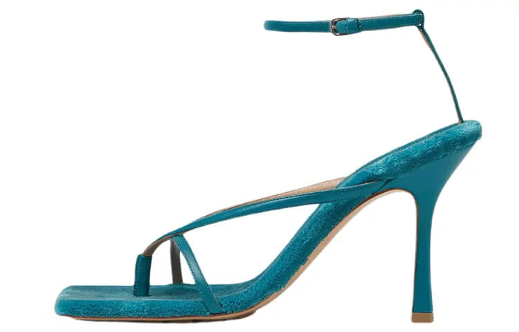 Bottega Veneta Leather One Strap Sandals 9cm Women's Blue
