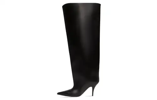 Balenciaga Waders Leather Mid Calf Boots 9cm Men's Black