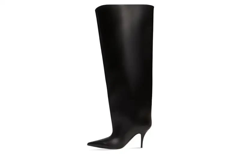 Balenciaga Waders Leather Mid Calf Boots 9cm Men's Black