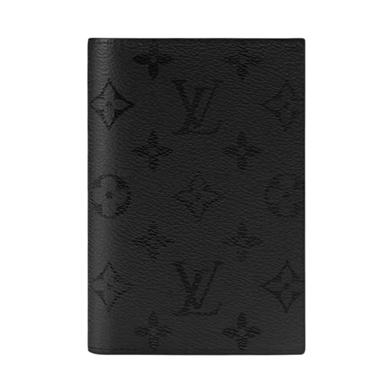 LOUIS VUITTON Monogram Midnight Artificial Leather, Coated Canvas Passport Holder Men's Black