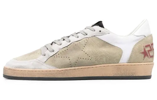 Golden Goose Ball Star Leather Stylish Skateboarding Shoes Men's White Umber Distressed
