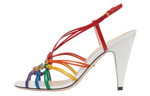 GUCCI Interlocking Leather One Strap Sandals Women's Multicolor