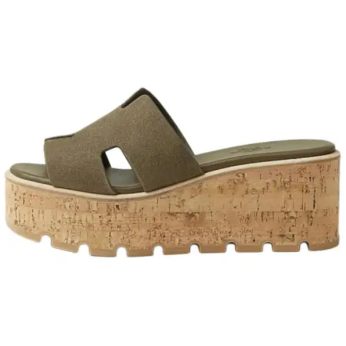HERMES Slide Slippers 6.6cm Women's Green