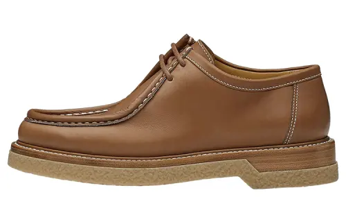 HERMES Detroit Leather Derby Shoes Men's Brown