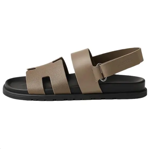 HERMES Genius One Strap Sandals Men's Taupe