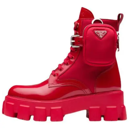 PRADA Monolith Ankle Boots Women's Red