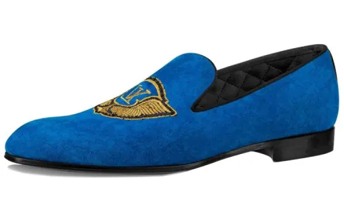 LOUIS VUITTON Auteuil Top Grain Cow Leather Print Casual Shoes Women's Blue
