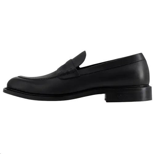 LOUIS VUITTON Fle Calfskin Loafers Men's Black