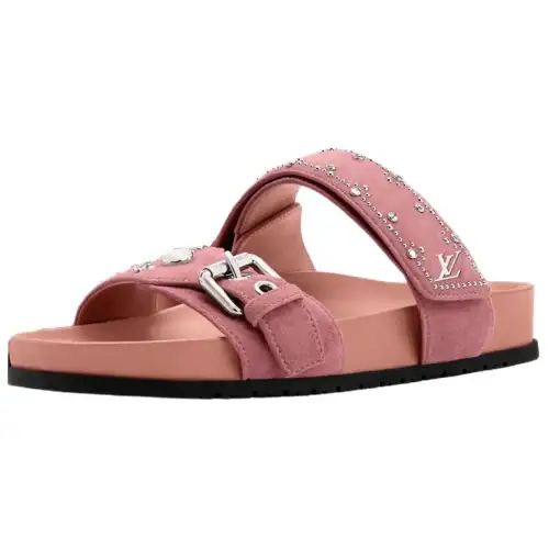 LOUIS VUITTON Bom Dia Slide Slippers Women's Pink
